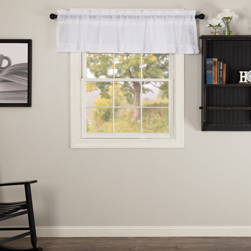 White Ruffled Sheer Valance