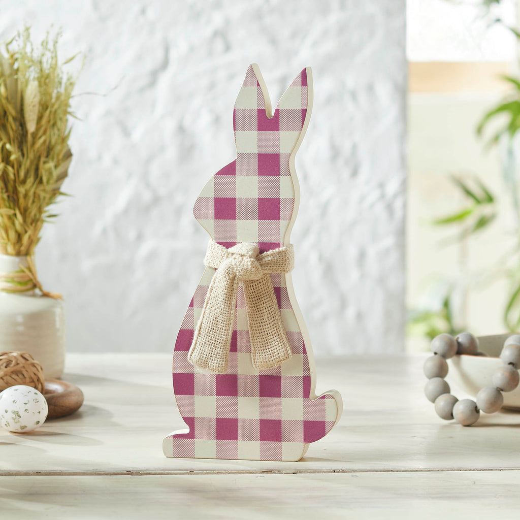 Bunny Hop All Ears Lavender Check Bunny In Burlap Scarf