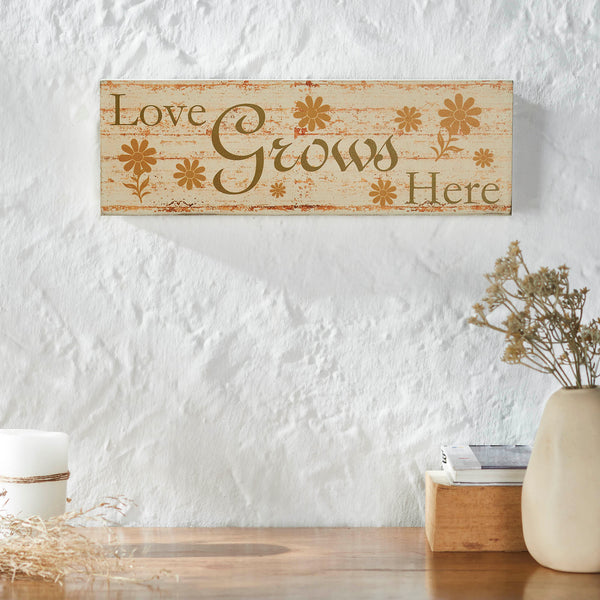 Spring In Bloom Love Grows Here with Daisies Wall Sign