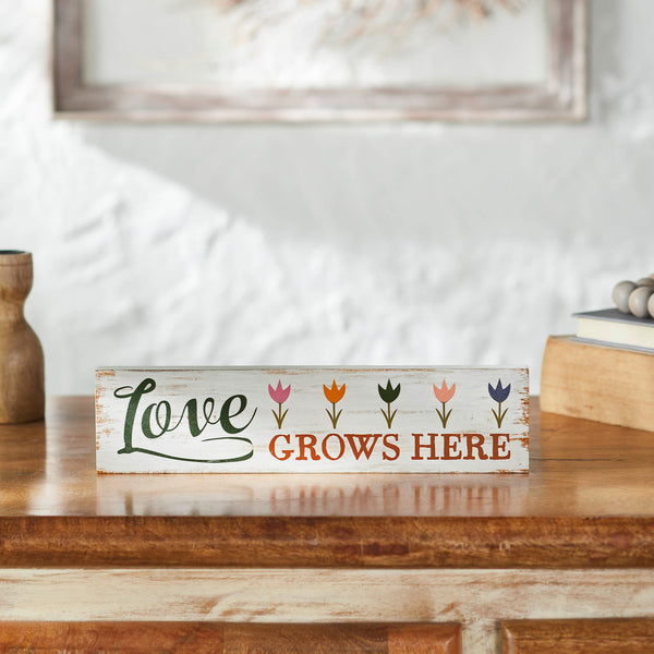 Spring In Bloom Love Grows Here with Tulips Wall Sign