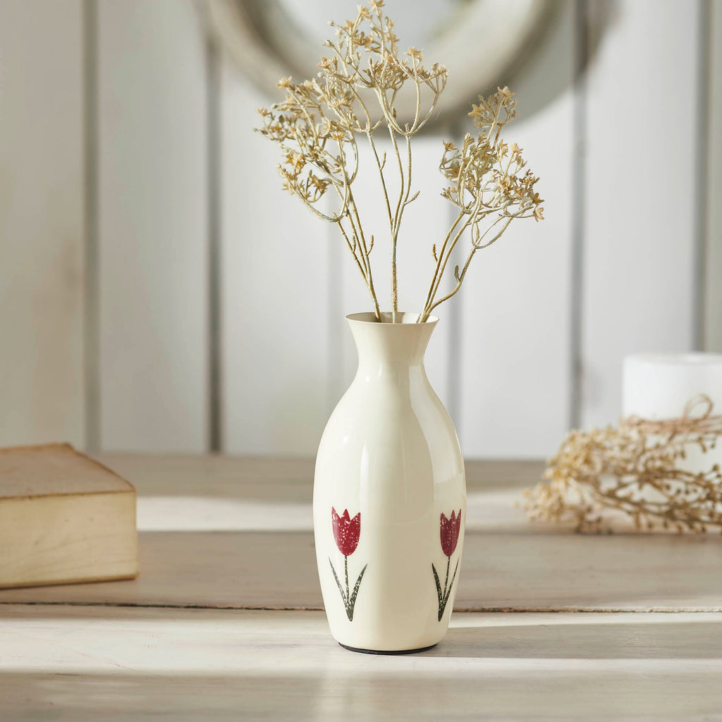 Spring In Bloom Metal Tulip Motif Flower Vase