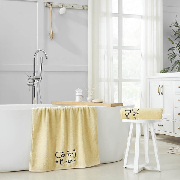 Navy Country Bath Stars Creme Bath Towel Set