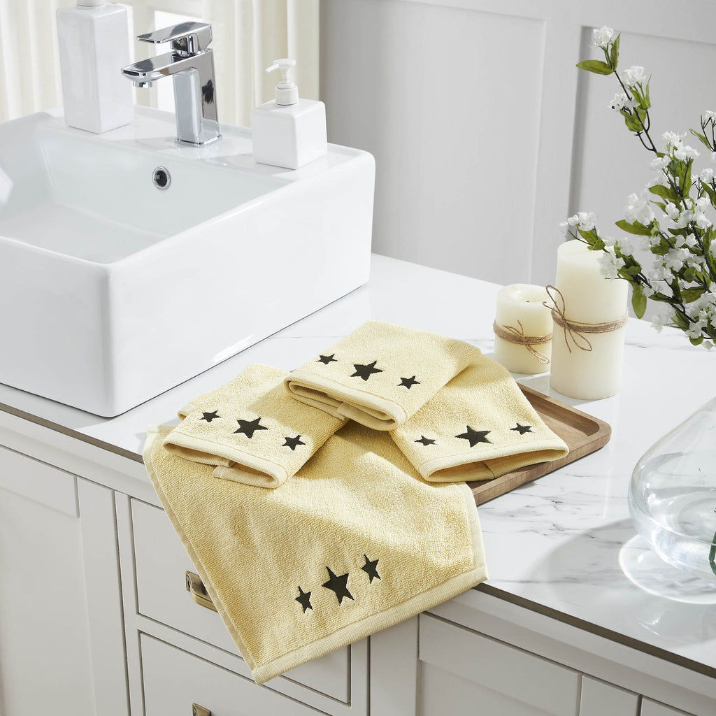 Black Stars Creme Washcloth Set