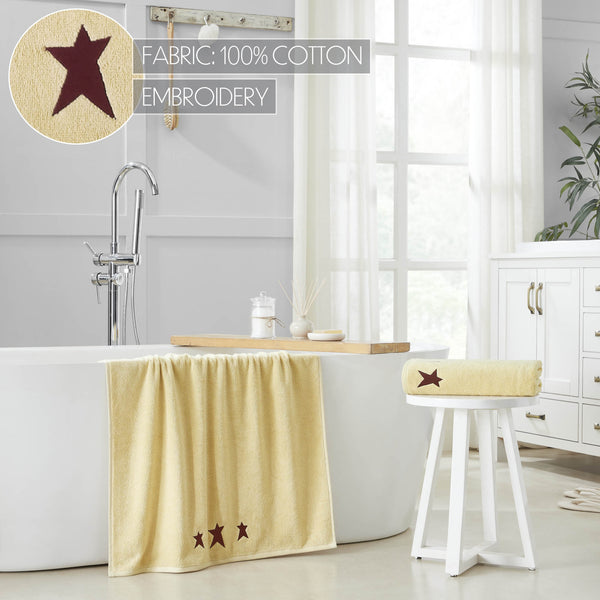 Burgundy Prim Stars Creme Bath Towel Set