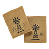 Black Windmill & Stars Tan Bath Towel Set