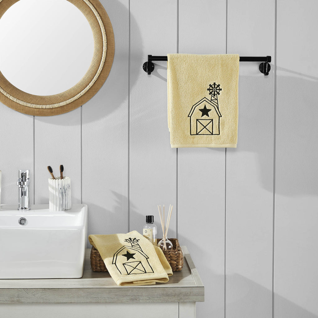 Black Barn with Mill Creme Hand Towel Set