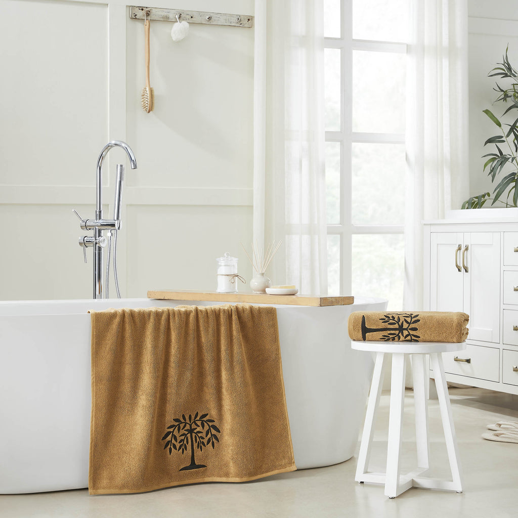 Black Willow Tree Tan Bath Towel Set