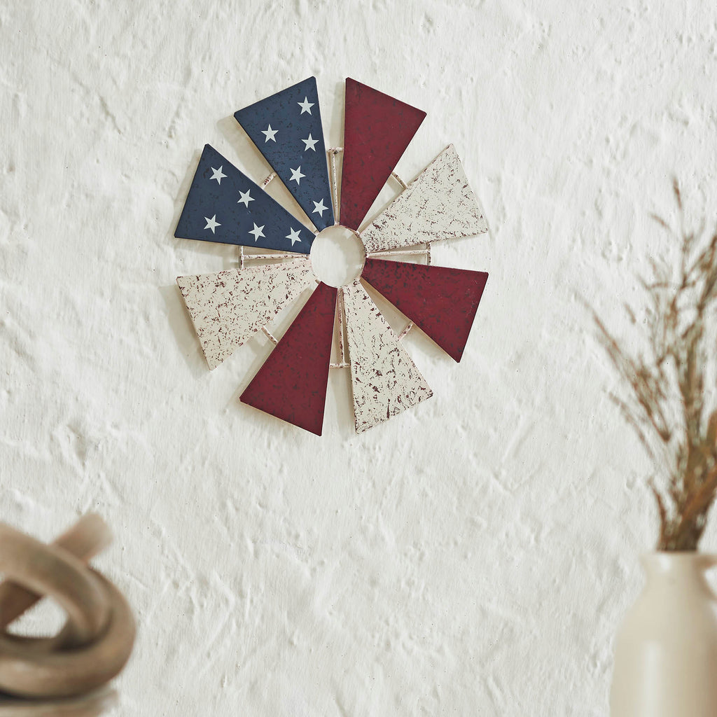 USA Flag Metal Windmill Blades Wall Hanging