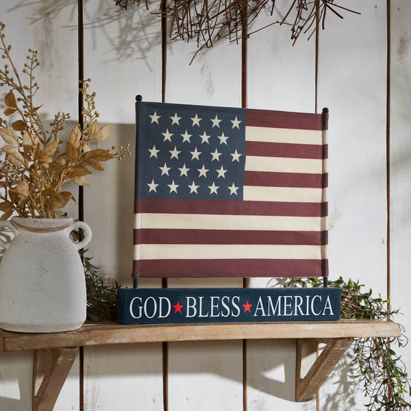 Canvas American Flag on Blue Base