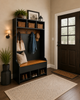 Amish-Made Large Hall Bench with Lid & Cubbies