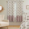 Rosehill Cottage Floral & Gingham Ruffled Cotton Curtain Panel Set - Dusty Rose & Natural Window