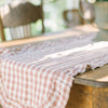Rosehill Cottage Dusty Rose Gingham Ruffled Cotton Table Runners - Pink & Natural Oval Runners
