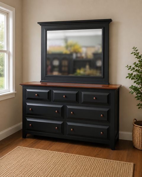 Dresser-7 Drawer - Black with Michael's Cherry