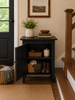 Accent Table - Single Door Cabinet with Raised Panel - Black -non-distressed