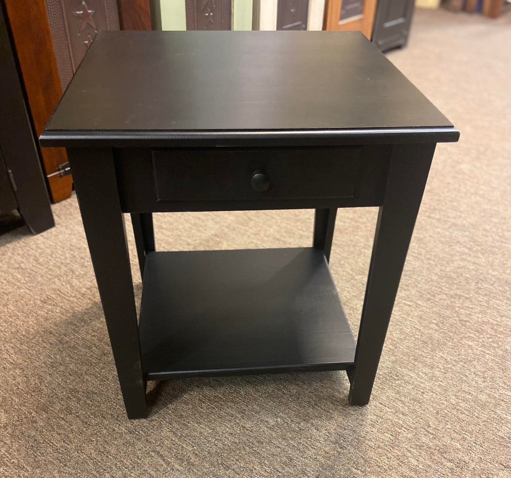 End Table with Drawer - Black Non-distressed