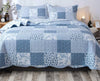 Blue Floral Check Quilt Set