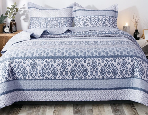 Blue Stripes Quilt Set