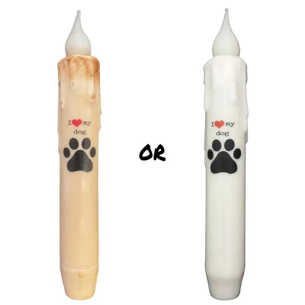 Love My Dog Led Battery Operated Timer Taper Candle - 7"