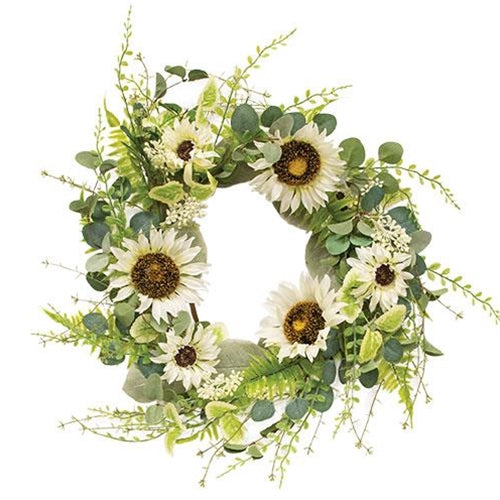 Mixed Cream Sunflower Wreath, 22"