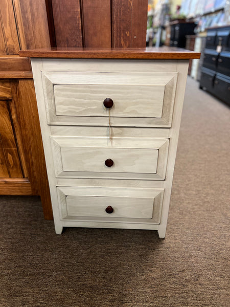 Night Stand-3 Drawers-Antique White with Michael’s Cherry