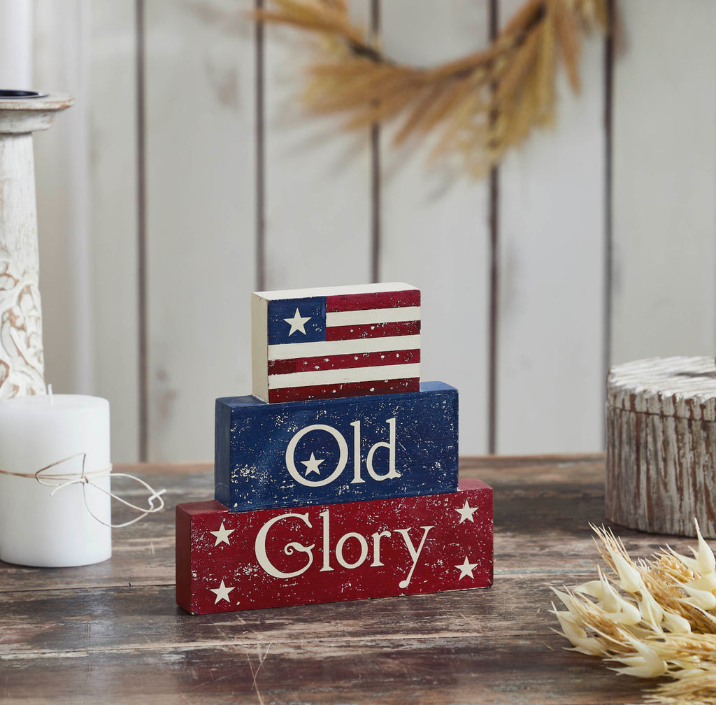Vintage Old Glory with Flag Block Sign