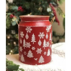 White Trees/Snowflakes Red Milk Can