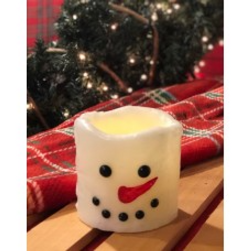 Snowman LED Pillar Candle with Timer 3"