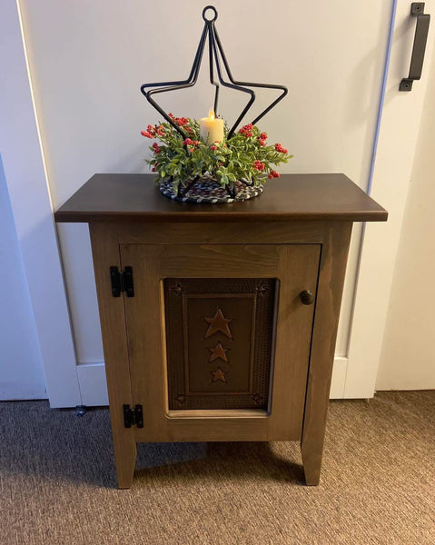 Accent Tables - Single Door Cabinet with Copper Star Tin Panel