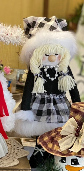 Handmade Doll in Black & White with a Necklace