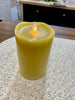 6" Yellow Wave Top Smooth LED Pillar Candle - 3.75"L x 3.75"W x 6"H