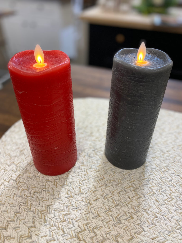 Mirage Frosted Pillar Candles - 7" Red or Gray