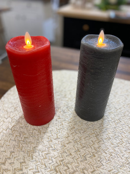 Mirage Frosted Pillar Candles - 7" Red or Gray