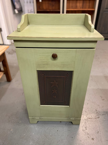 Trash Bin - Sage with Copper Star Tin Panel