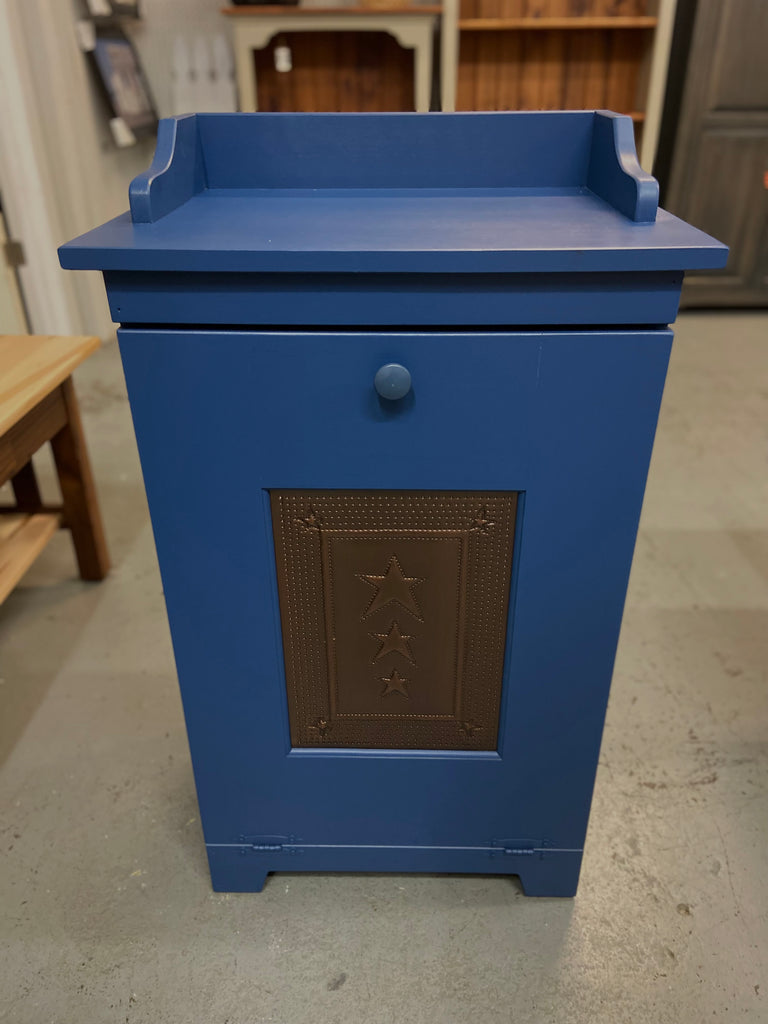 Trash Bin - Cobalt Blue with Copper Star Tin Panel