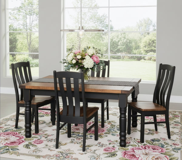 J231R-Amish Made Table Set-Black with Special Walnut