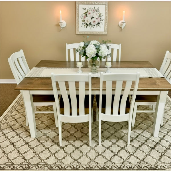 J3242-Amish Made Table Set 128-Dove White with Special Walnut