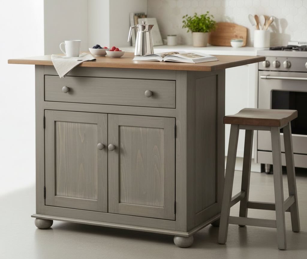 J109-Small Amish Island-Pewter with Special Walnut