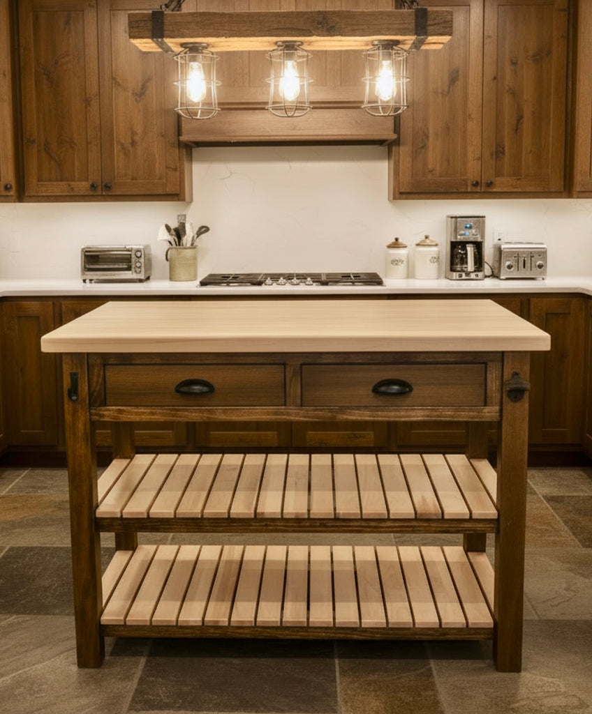 J78B-M-Amish Maple Island 61-Special Walnut with Clear Coat