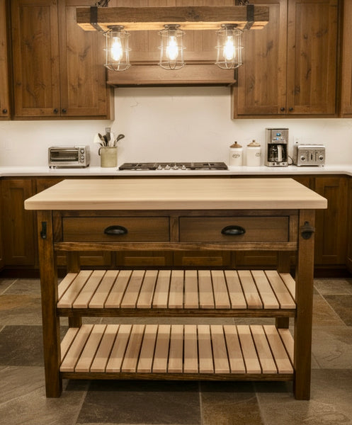 J78B-M-Amish Maple Island 61-Special Walnut with Clear Coat