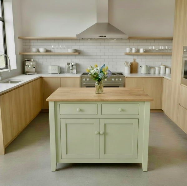 J83-BM-Amish 4' Island 3 piece set 60-Sage with Special Walnut