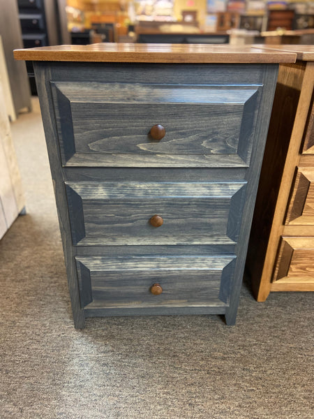 Night Stand-3 Drawers-Antique Slate with Seely