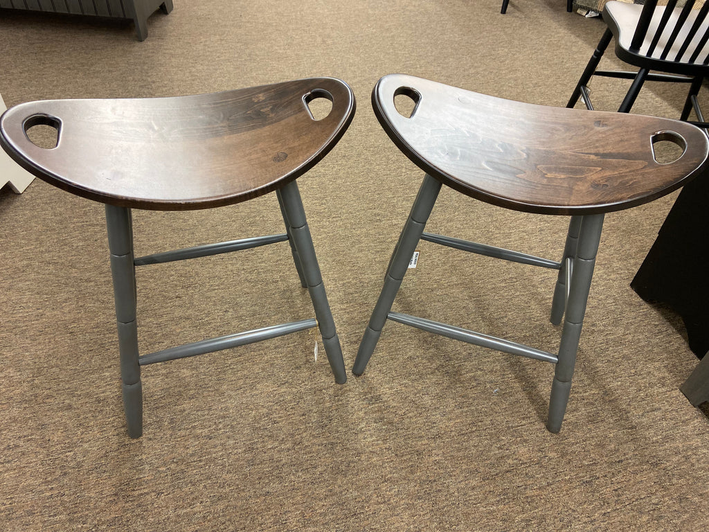 Stool-Saddle -Granite with Kona-Set of 2