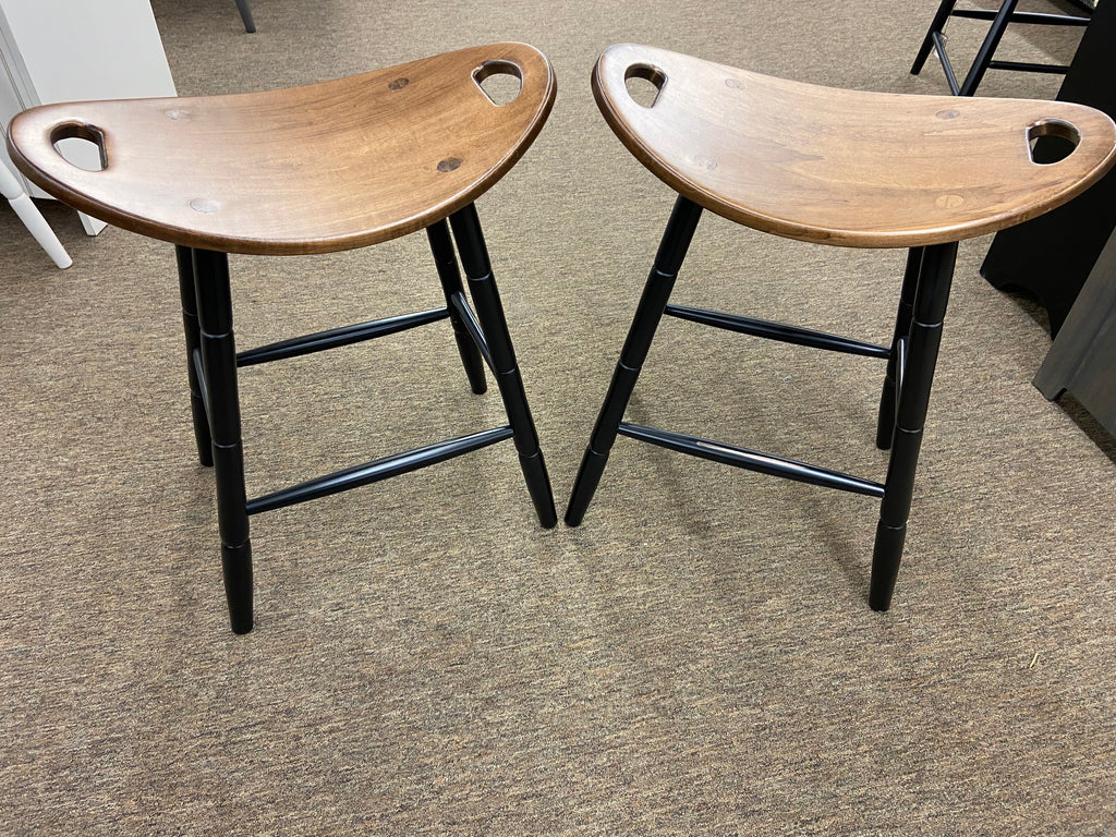 Stool-Saddle - Black with Special Walnut-Set of 2