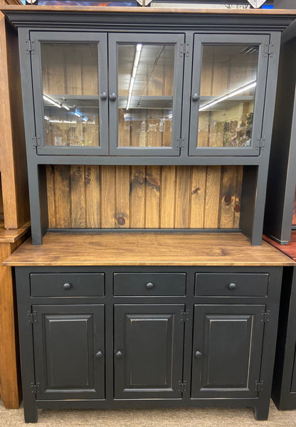 Hutch-J400 with 3 Doors - Black with Special Walnut