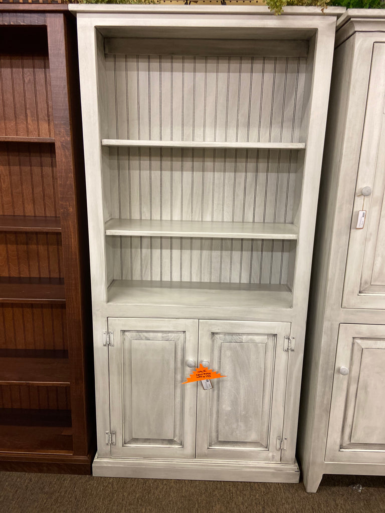 Slate White 6' Bookcase with Doors - POPLAR WOOD