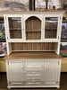 Hutch -J1M with 2 Doors on Large Server Base - ALL MAPLE - Dove White with Harvest Pine