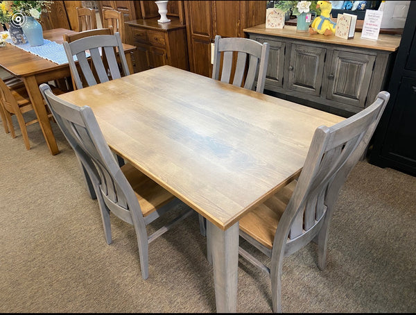 J31-2S Amish Made Table Set-Pewter and Harvest Pine Stain