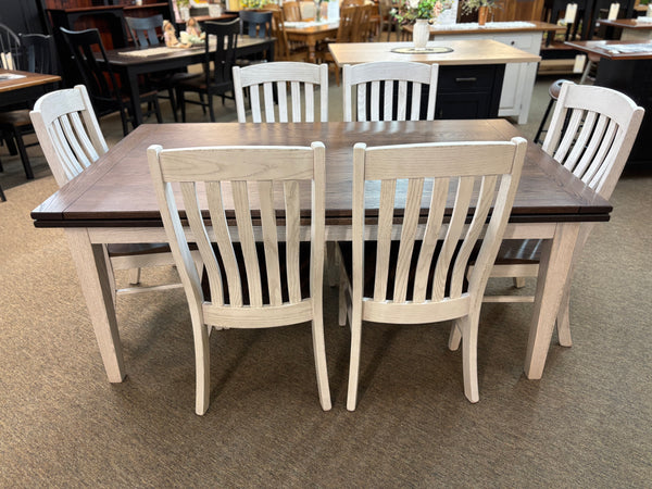 L921G18-Amish Made LANCASTER LEGACY Table Set-Aged Whitewash with Aged Cocoa