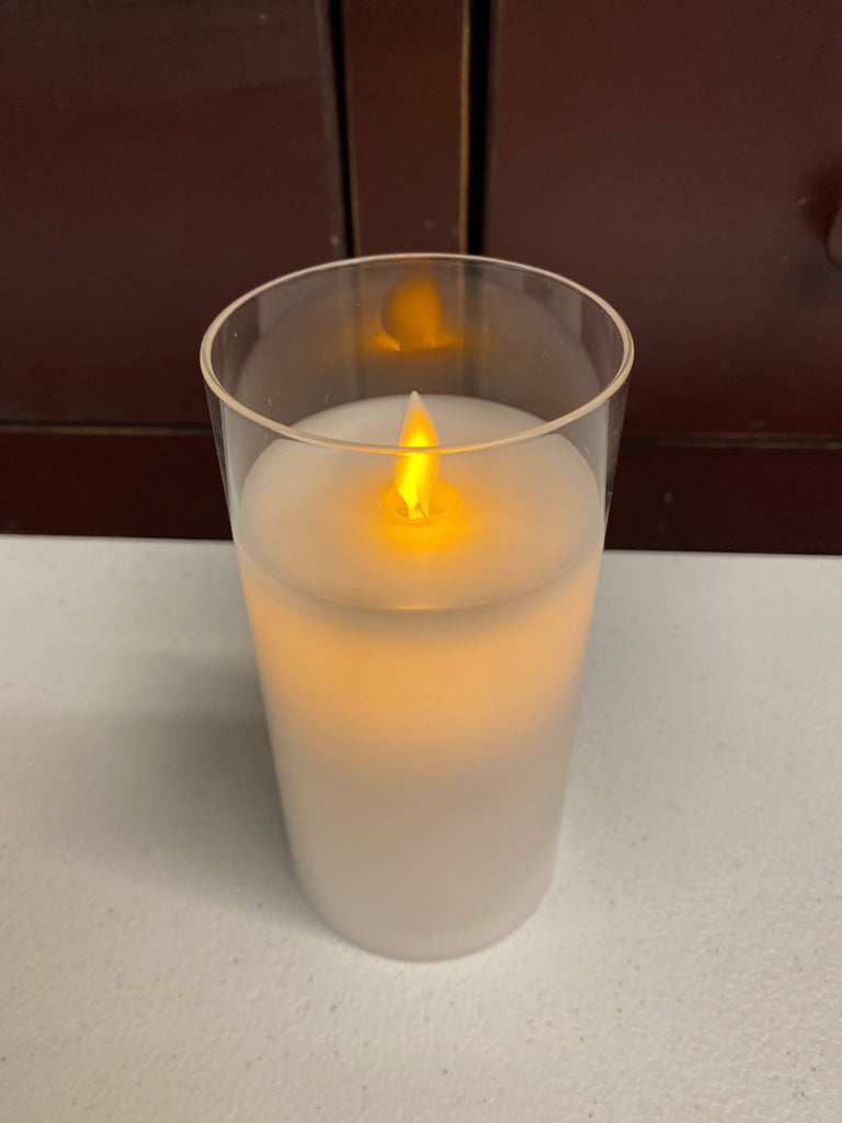 Clear Glass Cylinder Moving Flame LED Candle 3"x6"