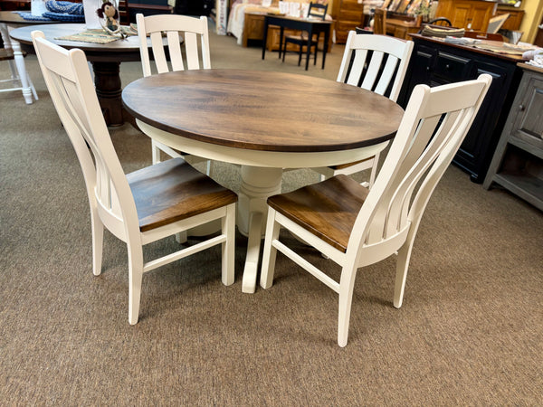 J48PEDSTOP-Amish Made Table Set-Dove White with Special Walnut